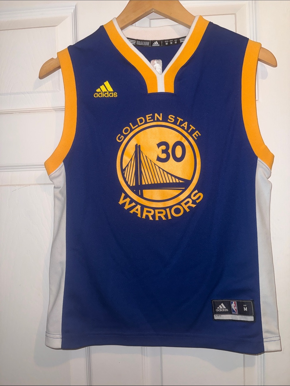 Adidas Golden State Warriors Blue & Yellow #30 Basketball Jersey